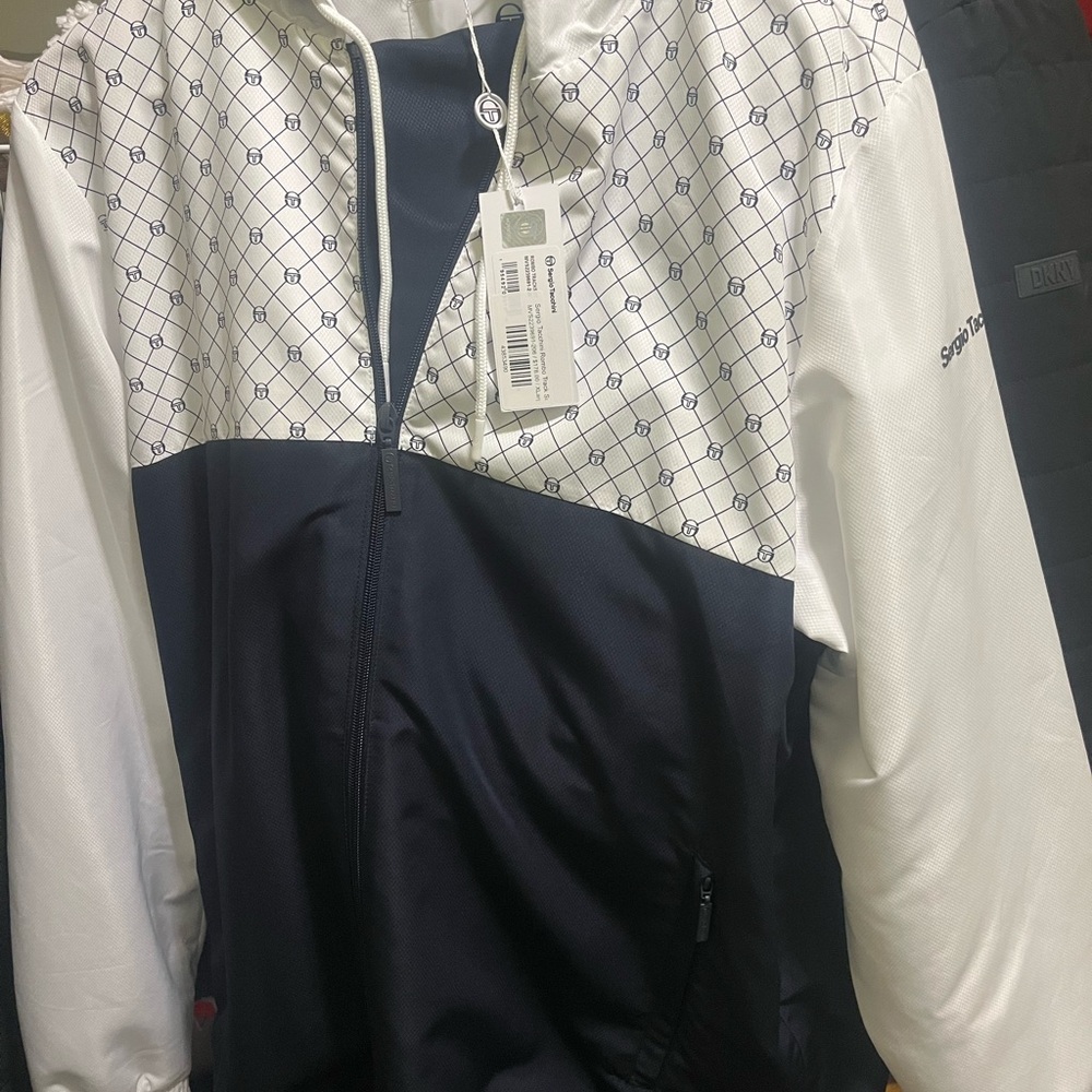 Sergio Tacchini Navy and White Windbreaker